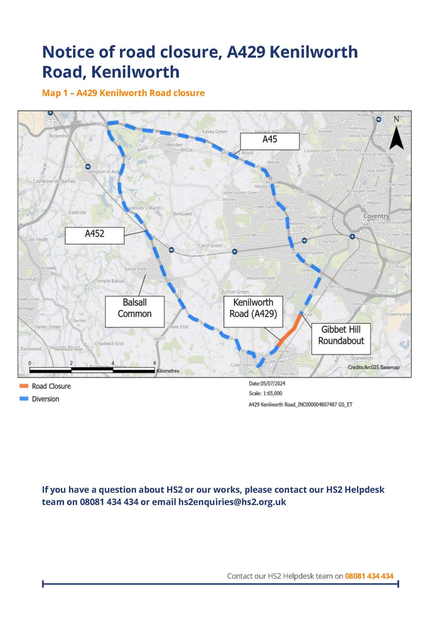 Closure of A429 Kenilworth Road - REVISED - Kenilworth Town Council